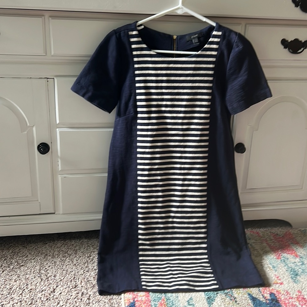 J. Crew navy and cream striped dress size 0